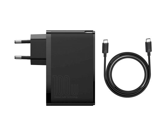 (Ir veikalā) Baseus GaN CCGAN2P-L01 Tīkla Lādētājs 2 x USB / 2 x USB-C / 100W / 5A Melns