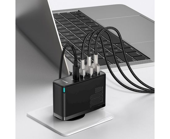 (Ir veikalā) Baseus GaN CCGAN2P-L01 Tīkla Lādētājs 2 x USB / 2 x USB-C / 100W / 5A Melns