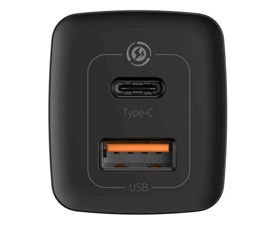 Baseus GaN CCGAN2L-B01 Tīkla Lādētājs USB / USB-C / 65W / 5A / Quick Charge 3.0 Melns