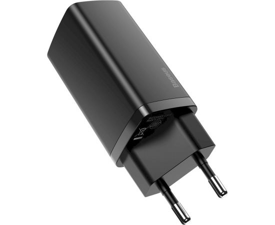 Baseus GaN CCGAN2L-B01 Tīkla Lādētājs USB / USB-C / 65W / 5A / Quick Charge 3.0 Melns