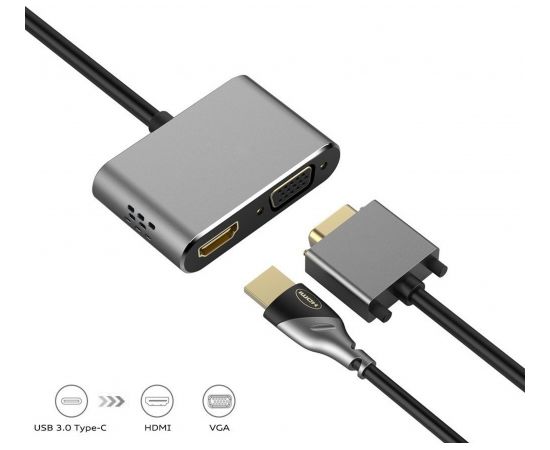 Platinet адаптер USB-C - HDMI/VGA (45224)