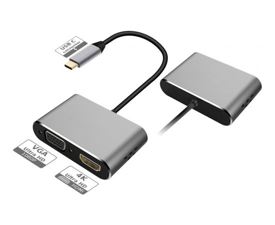 Platinet адаптер USB-C - HDMI/VGA (45224)