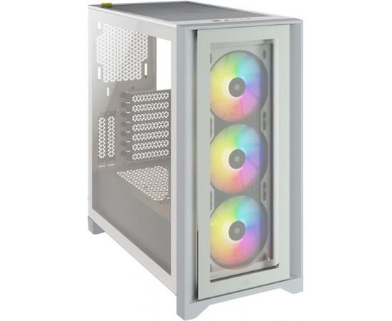 Corsair Tempered Glass Mid-Tower ATX Case iCUE 4000X RGB Side window,  Mid-Tower, White, Power supply included No, Steel, Tempered Glass, Plastic