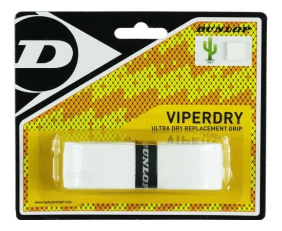 Tennis racket replacement overgrip Dunlop VIPERDRY, white, blister, 1pcs