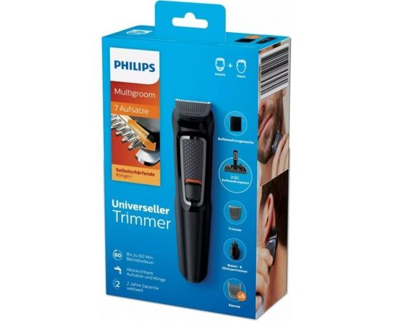Philips Multigroom Series 3000 Беспроводной триммер для волос / 7 разных наконечника / Черный