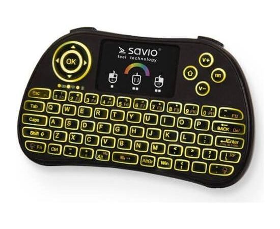 Savio KW-03 Bezvadu Kompakta Klaviatūra PC / PS4 / XBOX / Smart TV / Android + TouchPad Melna (Ar RGB Apgaismojumu)