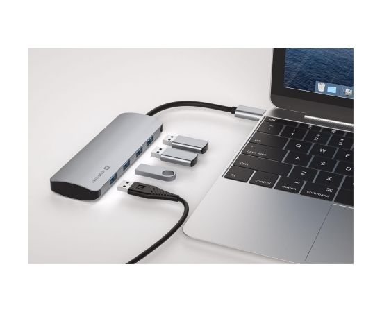 Swissten USB-C Sadalītājs 4in1 ar 4 USB 3.0 ligzdām / Alumīnija korpuss