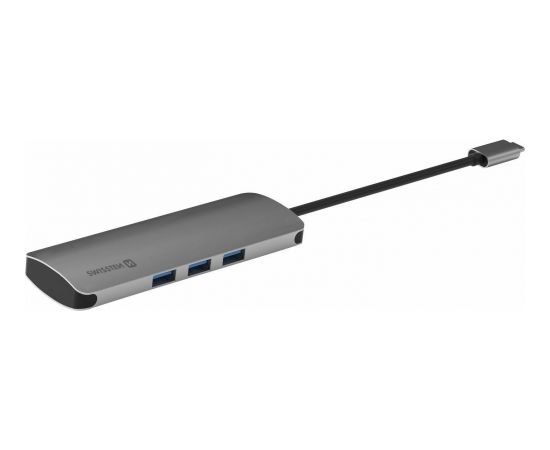 Swissten USB-C Sadalītājs 6in1 ar 3X USB 3.0 / 1X USB-C Power Delivery / 1X microSD / 1X SD / Alumīnija korpuss