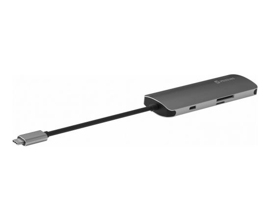 Swissten USB-C Sadalītājs 6in1 ar 3X USB 3.0 / 1X USB-C Power Delivery / 1X microSD / 1X SD / Alumīnija korpuss