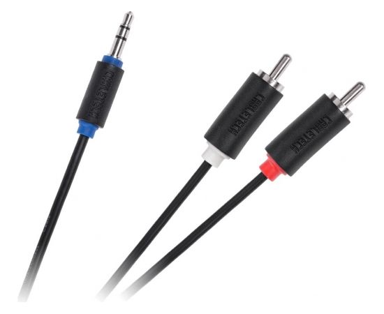 Cabletech Audio Vads 3.5 mm (M) -> 2 x RCA (M) 1m Melns