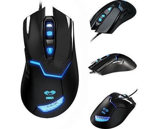 E-Blue EMS622 Cobra-U Игровая мышь с Дополнительными кнопками / LED Подсветка / 1600 DPI / USB Черная