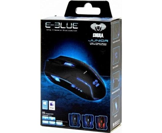 E-Blue Cobra II Junior Spēļu Datora Pele ar Papildus Pogām / LED / 1600 DPI / USB Melna