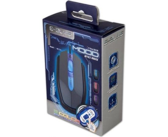 E-Blue EMS633 MOOD Spēļu Datora Pele ar Papildus Pogām / 3 LED Gaimas / 2400 DPI / USB Melna