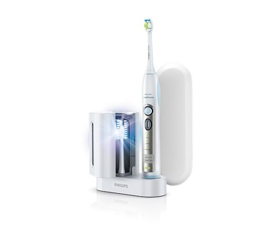 Philips Sonicare HX6971/33 zobu birste FlexCare ar UV sanitaizeri, balta