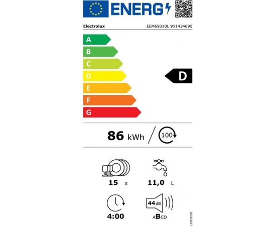 Electrolux EEM69310L 60cm Trauku mašīna, iebūvējama MaxiFlex