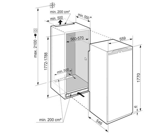 Liebherr IRe5100 iebūvējams ledusskapis 177cm bez saldētavas