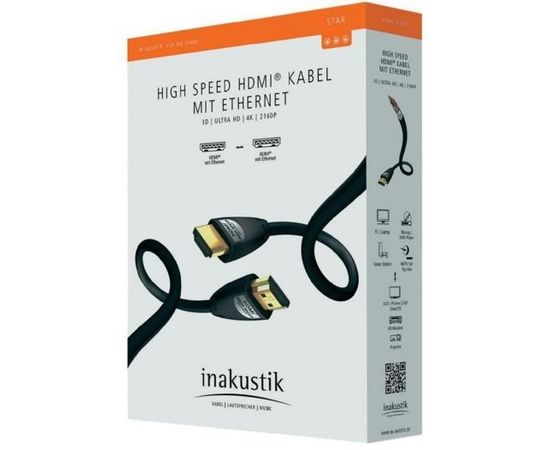 Kabelis HDMI-HDMI spraudnis leņķa 5.0m (HDMI 2.0) inakustik PREMIUM [CLONE]