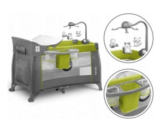 Saliekamā gulta THOMI green lemon (2 līmeņi) Lionelo, Akcija Bērnu gultiņas