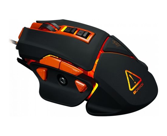 CANYON Hazard GM-6 Optical gaming mouse, adjustable DPI setting 800/1600/2400/3200/4800/6400, LED backlight, moveable weight slot and retractable top cover for comfortable usage, Black rubber, cable length 1.70m, 137*90*42mm, 0.154kg(replacement)