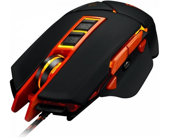 CANYON Hazard GM-6 Optical gaming mouse, adjustable DPI setting 800/1600/2400/3200/4800/6400, LED backlight, moveable weight slot and retractable top cover for comfortable usage, Black rubber, cable length 1.70m, 137*90*42mm, 0.154kg(replacement)