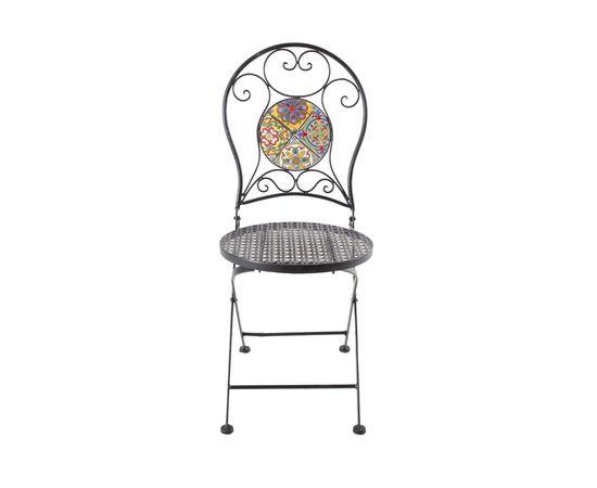 Садовый стул MOROCCO 38x38xH93см, складной, круглая спинка и сиденье, черная металлическая рама