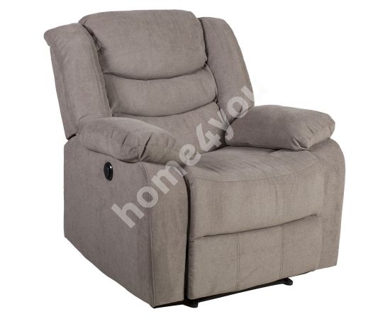 Atpūtas krēsls CYRUS ar elektrisku muguras un kājas mehānismu, 99x95xH102cm, materiāls: audums, krāsa: taupe