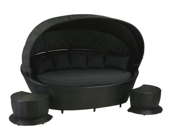 Dīvāns MUSE ar kapaunu un kājas ķeblīti, 140x220xH90cm, rāmis: alumīnijs ar plastikāta pinumu, krāsa