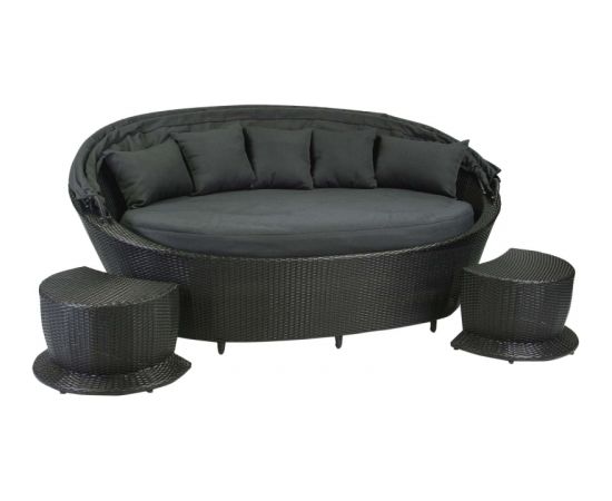 Dīvāns MUSE ar kapaunu un kājas ķeblīti, 140x220xH90cm, rāmis: alumīnijs ar plastikāta pinumu, krāsa