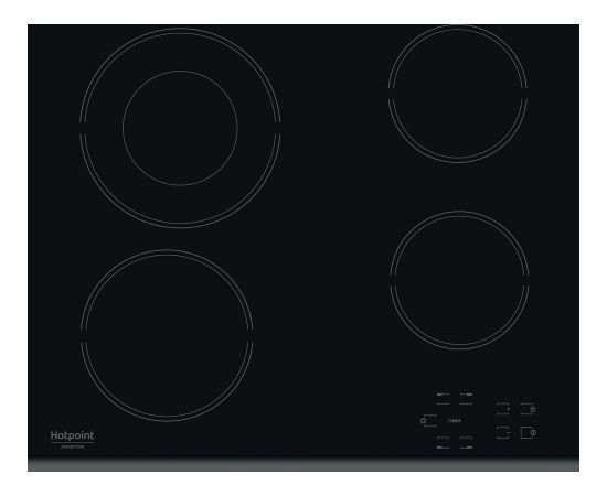 Ariston Hotpoint Hob HR 632 B Vitroceramic, Number of burners/cooking zones 4, Touch control, Timer, Black