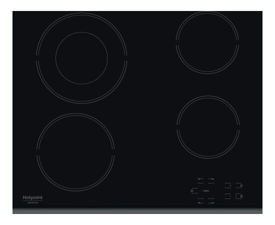 Ariston Hotpoint Hob HR 632 B Vitroceramic, Number of burners/cooking zones 4, Touch control, Timer, Black