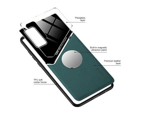 Mocco Lens Leather Back Case Aizmugurējais Ādas Apvalks Priekš Apple iPhone 12 / 12 Pro Zaļš