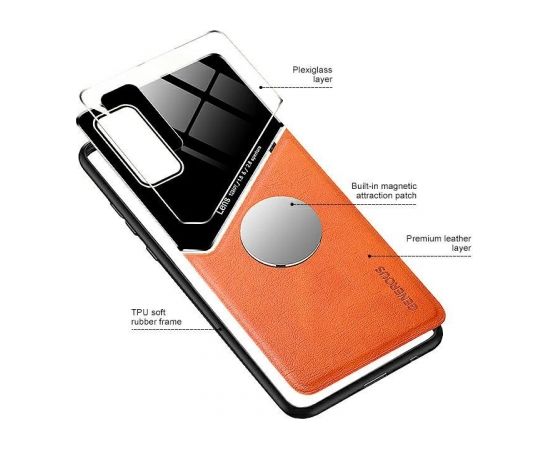 Mocco Lens Leather Back Case Aizmugurējais Ādas Apvalks Priekš Apple Iphone 12 Mini Oranžs