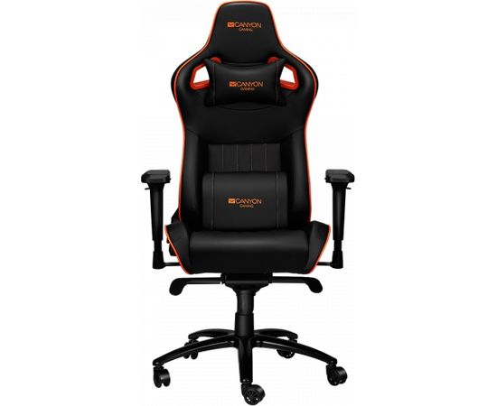 CANYON Corax GС-5 Gaming chair, PU leather, Cold molded foam, Metal Frame , Frog mechanism, 90-165 dgree, 4D armrest, Tilt Lock, Class 4 gas lift, metal 5 Stars Base, 60mm PU caster,black+Orange.