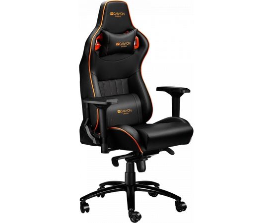 CANYON Corax GС-5 Gaming chair, PU leather, Cold molded foam, Metal Frame , Frog mechanism, 90-165 dgree, 4D armrest, Tilt Lock, Class 4 gas lift, metal 5 Stars Base, 60mm PU caster,black+Orange.