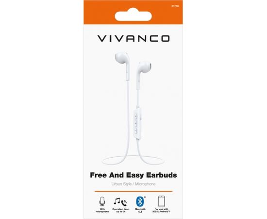 Vivanco беспроводные наушники Free&Easy Earbuds, белые (61736)