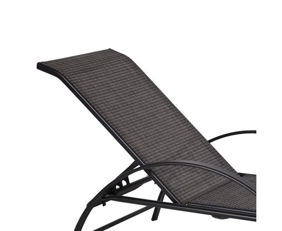 Sauļošanās krēsls BOSTON 198x65x95cm, sēdvieta un atzveltne: pelēks tekstilaudums, melns tērauda rāmis
