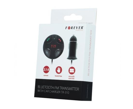 Forever TR-310 Bluetooth 3.0 FM Трансмиттер для Авто радио + Зарядка USB 2.1А Черный