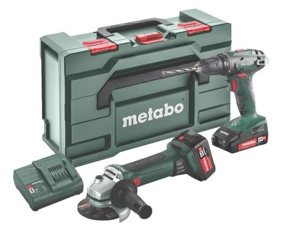 18V Combo BS 18 aku. urbjmašīna. + W 18 LTX Quick MetaBOX165, Metabo