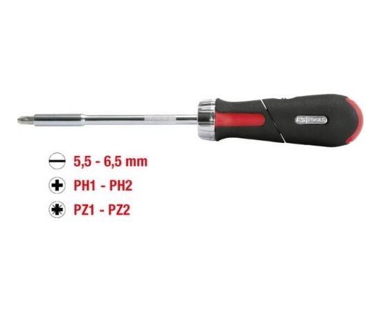 Kstools Ratchet screwdriver 1/4´´ + 6 bits, KS Tools