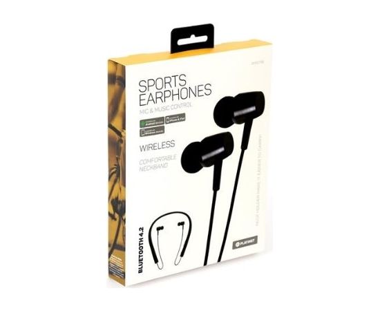 Platinet PM1073B Sport Wireless Bluetooth 4.2 Earphones / A2DP / AVRCP / HSP / HFP / Bezvadu Sporta Austiņas Melnas