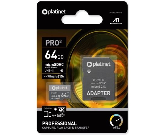 Platinet PRO3 64GB Micro SDXC Class 10 Карта Памяти для Устройств