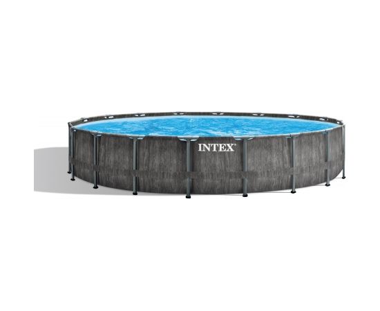 Intex Greywood Prism Frame Premium Pool Set with Filter Pump, Safety Ladder, Ground Cloth, Cover Dark Grey