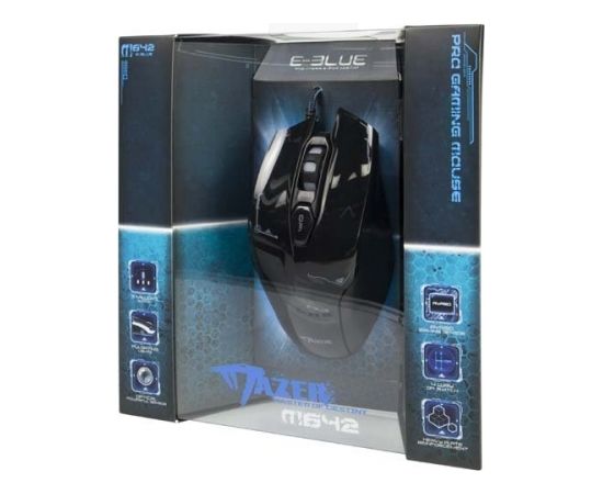E-Blue EMS642 Master Of Destiny Spēļu Datora Pele ar Papildus Pogām / LED / 3000 DPI / Avago Chipset / USB Melna