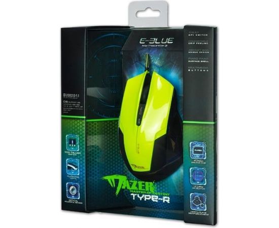 E-Blue EMS124GR Игровая мышь с Дополнительными кнопками / LED Подсветка RGB / 2400 DPI / Avago Chipset / USB Зеленая