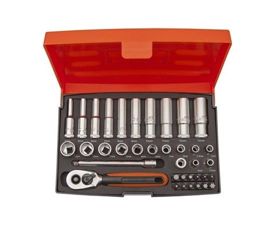 Bahco 1/4 Inch Multi-socket set 4-13mm + bits PH,PZ,HEX,TORX assortment