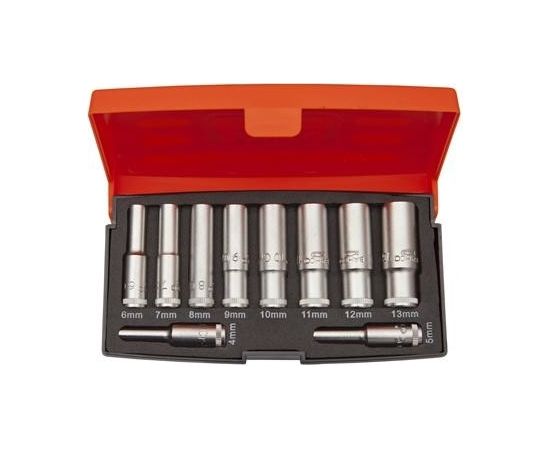 Bahco Long hexagon sockets S0810L set 4-13mm 1/4" 10 pcs Atslēgu komplekti