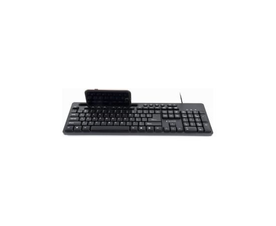 Gembird Multimedia Keyboard with Phone Stand Black