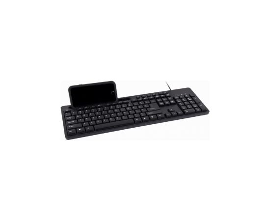 Gembird Multimedia Keyboard with Phone Stand Black