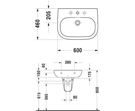 Duravit D-Code izlietne 600x460mm