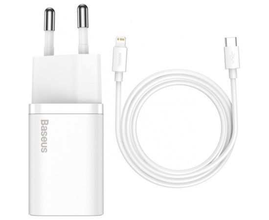 Baseus TZCCSUP-B02 Сетевое зарядное устройство USB-C / 20W / 3A + USB-C -> lightning провод для Зарядки белое